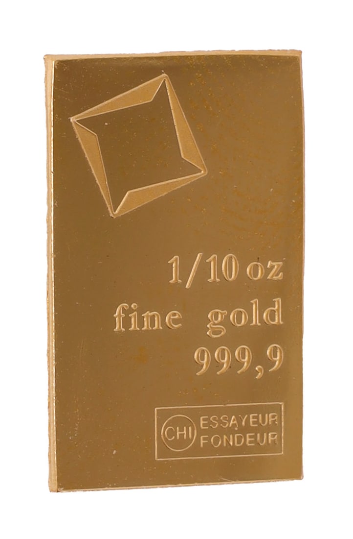 1/10 TROY OUNCE VALCAMBI SUISSE GOLD BAR: Guaranteed. This lot reserved at melt. || Payment & shipping: Accounts without purchase history must pay via Zelle, money order, cashier's check or wire transfer. Items will ship within 10 business da