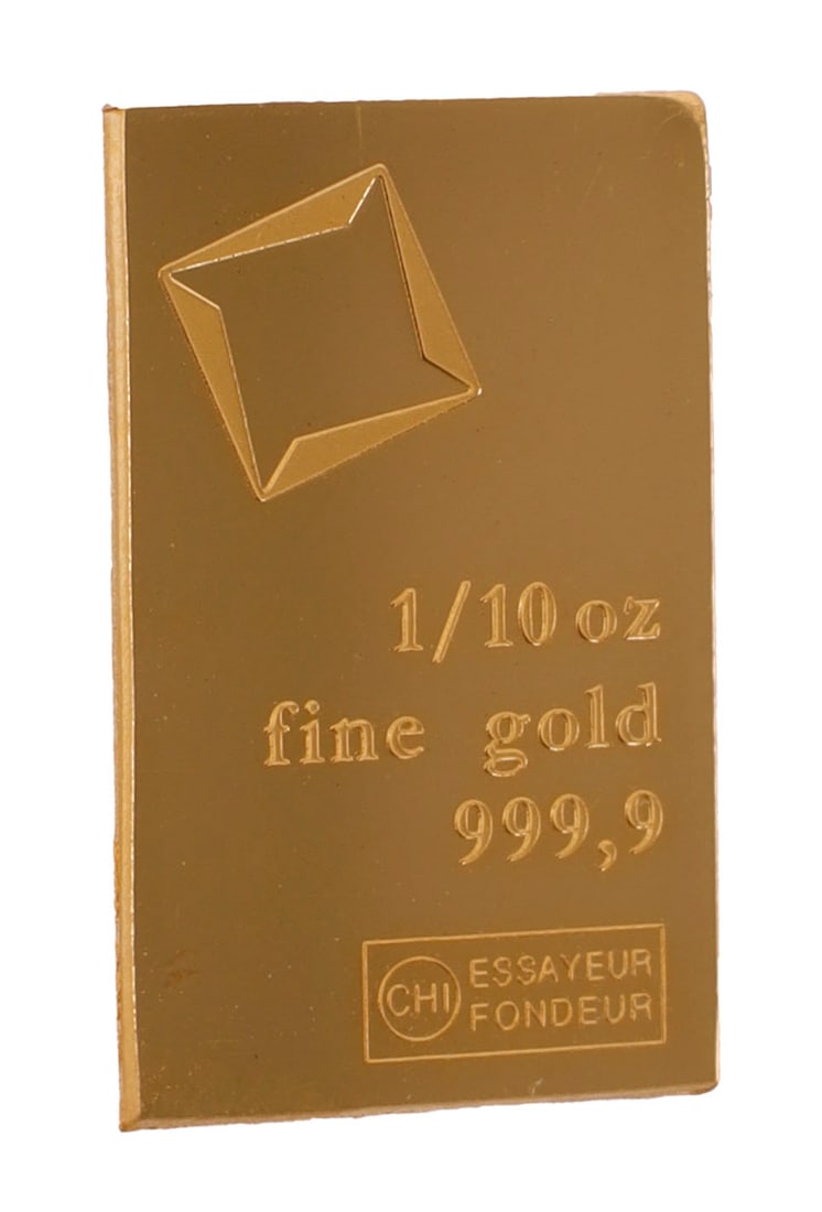 1/10 TROY OUNCE VALCAMBI SUISSE GOLD BAR: Guaranteed. This lot reserved at melt. || Payment & shipping: Accounts without purchase history must pay via Zelle, money order, cashier's check or wire transfer. Items will ship within 10 business da