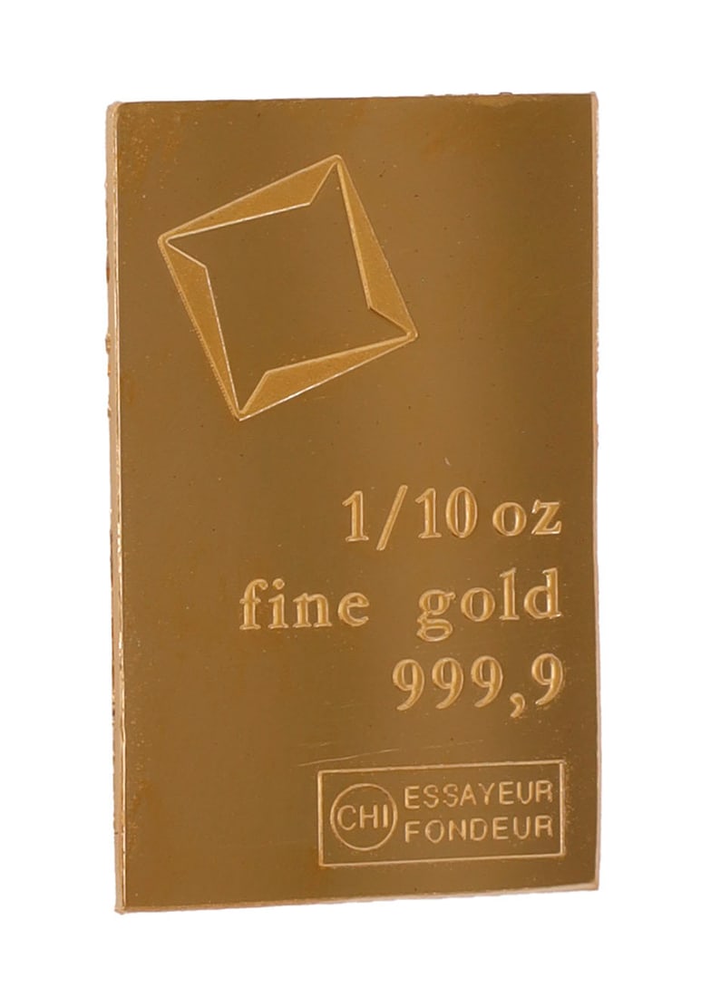 1/10 TROY OUNCE VALCAMBI SUISSE GOLD BAR: Guaranteed. This lot reserved at melt. || Payment & shipping: Accounts without purchase history must pay via Zelle, money order, cashier's check or wire transfer. Items will ship within 10 business da