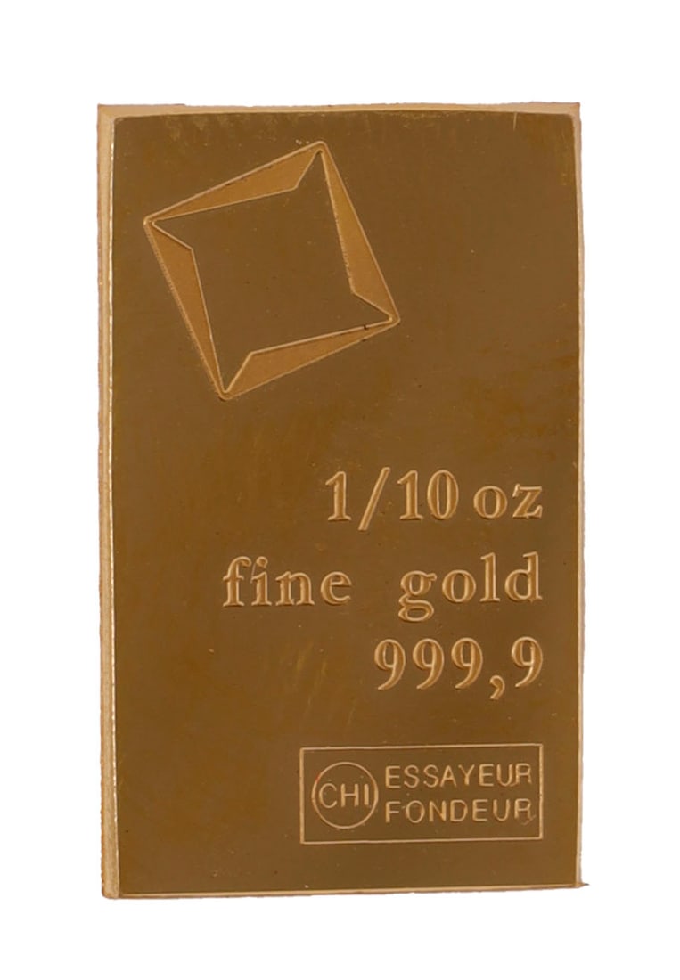 1/10 TROY OUNCE VALCAMBI SUISSE GOLD BAR: Guaranteed. This lot reserved at melt. || Payment & shipping: Accounts without purchase history must pay via Zelle, money order, cashier's check or wire transfer. Items will ship within 10 business da