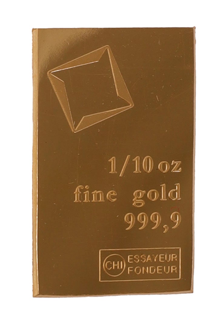 1/10 TROY OUNCE VALCAMBI SUISSE GOLD BAR: Guaranteed. This lot reserved at melt. || Payment & shipping: Accounts without purchase history must pay via Zelle, money order, cashier's check or wire transfer. Items will ship within 10 business da
