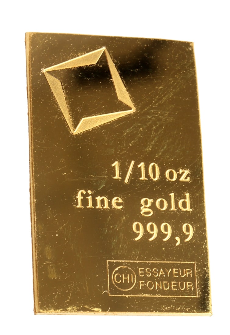 1/10 TROY OUNCE VALCAMBI SUISSE GOLD BAR: Guaranteed. This lot reserved at melt. || Payment & shipping: Accounts without purchase history must pay via Zelle, money order, cashier's check or wire transfer. Items will ship within 10 business da