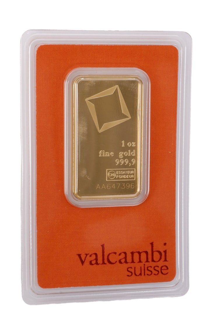 1 TROY OUNCE VALCAMBI SUISSE GOLD BAR: Guaranteed. This lot reserved at melt. || Payment & shipping: Accounts without purchase history must pay via Zelle, money order, cashier's check or wire transfer. Items will ship within 10 business da