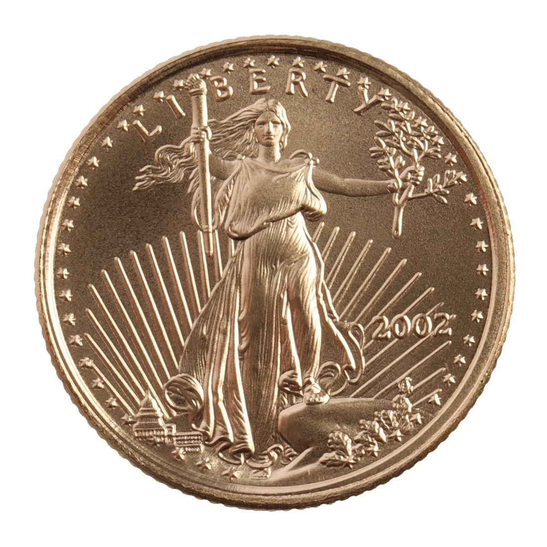 2002 US GOLD COIN 1/10TH OUNCE AMERICAN EAGLE: Comes in case. This lot reserved at melt. || Payment & shipping: Accounts without purchase history must pay via Zelle, money order, cashier's check or wire transfer. Items will ship within 10 business