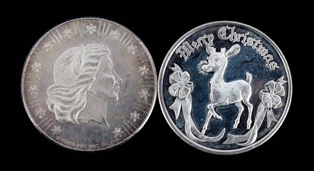 TWO 1 OUNCE SILVER BULLION ROUNDS: Florida round and Morgan silver dollar round This lot reserved at melt. || Payment & shipping: Accounts without purchase history must pay via Zelle, money order, cashier's check or wire transfer. Item