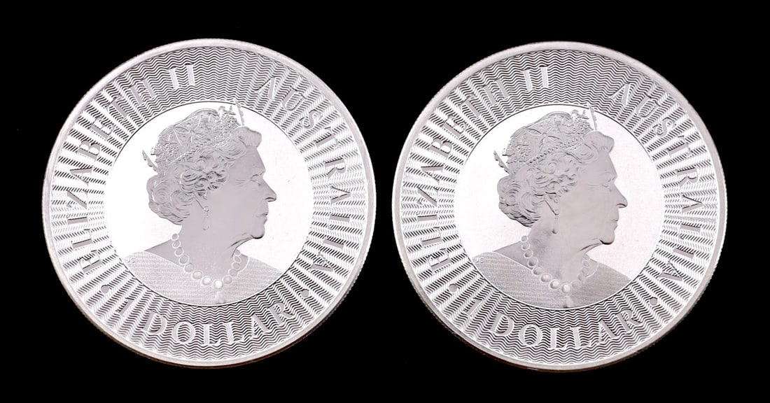 2 ONE TROY OUNCE .999 SILVER AUSTRALIAN DOLLARS: .999 fine silver bars with Australian dollar design. This lot reserved at melt. || Payment & shipping: Accounts without purchase history must pay via Zelle, money order, cashier's check or wire