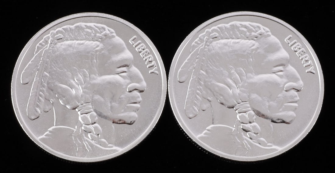 2 ONE TROY OUNCE .999 SILVER BUFFALO ROUNDS (1 of 2)