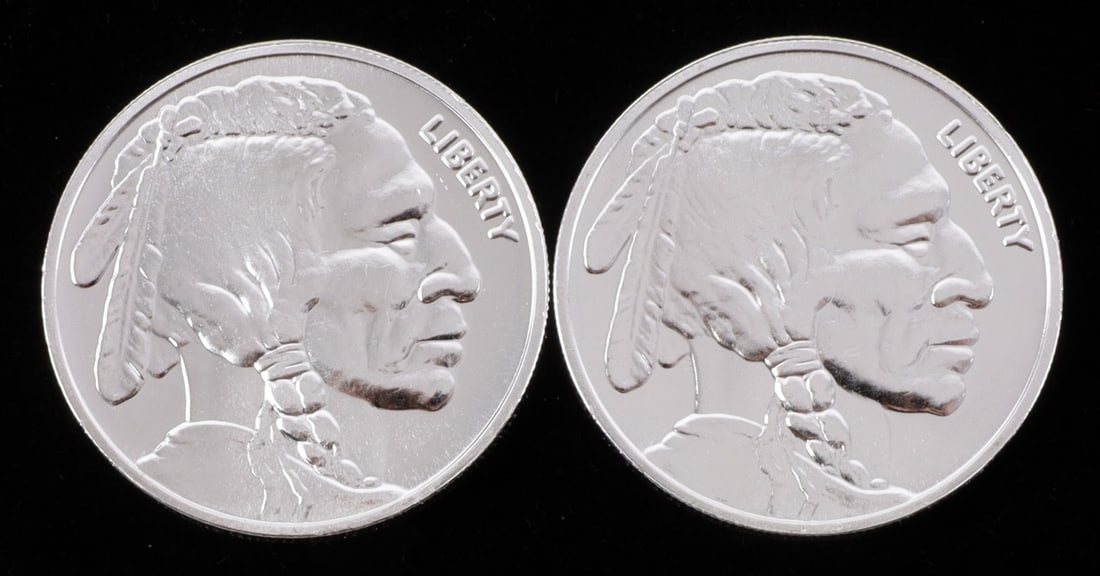 2 ONE TROY OUNCE .999 SILVER BUFFALO ROUNDS: .999 fine silver rounds with Indian head design. This lot reserved at melt. || Payment & shipping: Accounts without purchase history must pay via Zelle, money order, cashier's check or wire transfer.
