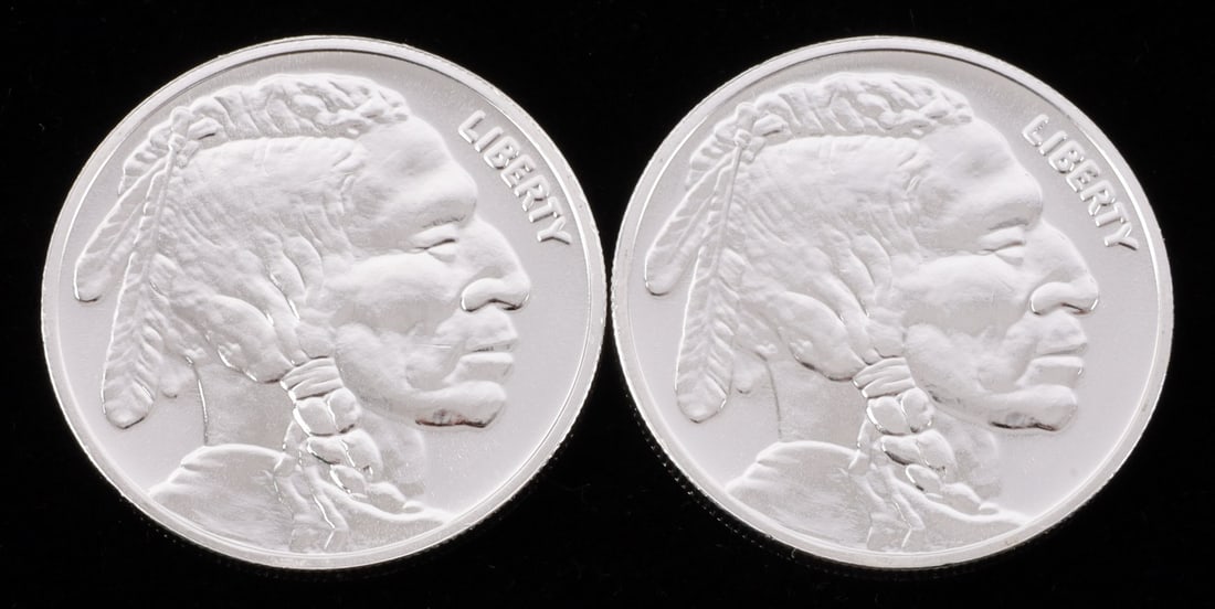 2 ONE TROY OUNCE .999 SILVER BUFFALO ROUNDS (1 of 2)