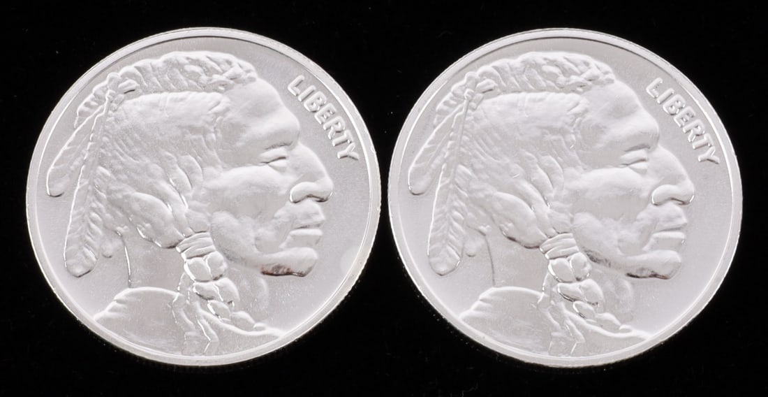 2 ONE TROY OUNCE .999 SILVER BUFFALO ROUNDS (1 of 2)