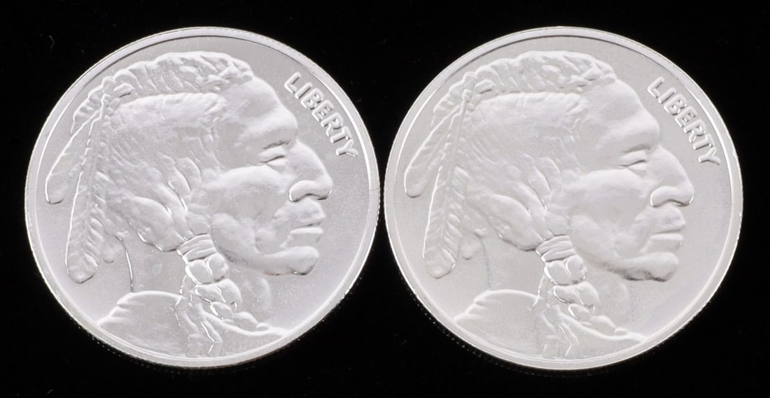 2 ONE TROY OUNCE .999 SILVER BUFFALO ROUNDS (1 of 2)