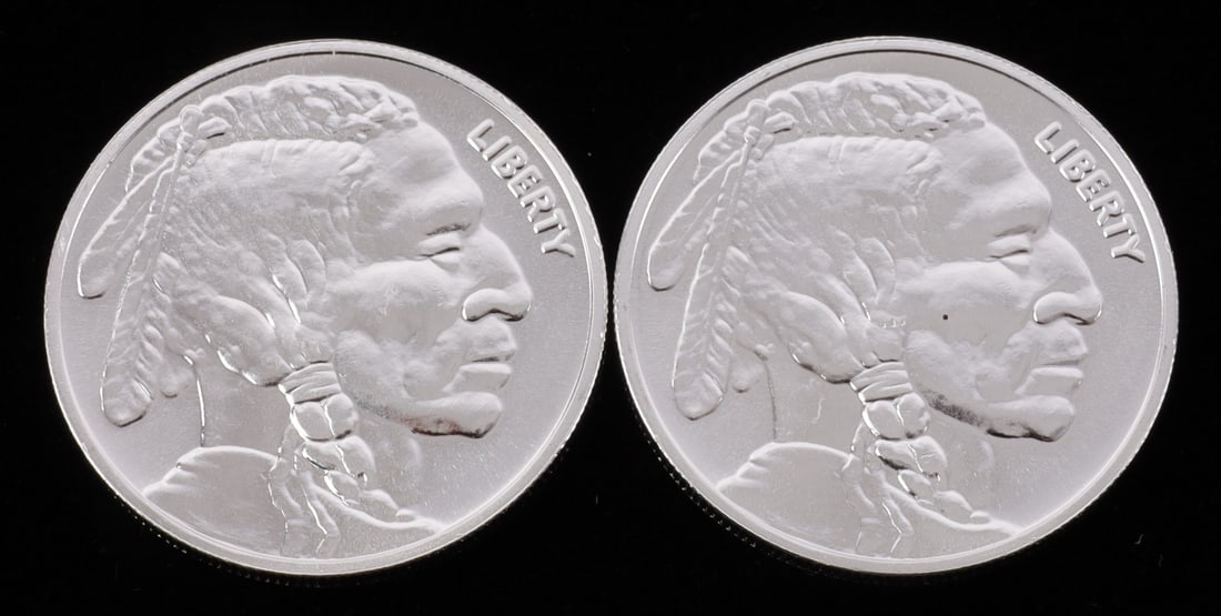 2 ONE TROY OUNCE .999 SILVER BUFFALO ROUNDS (1 of 2)