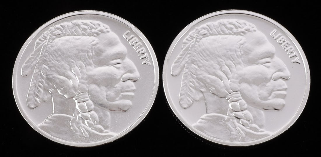 2 ONE TROY OUNCE .999 SILVER BUFFALO ROUNDS (1 of 2)
