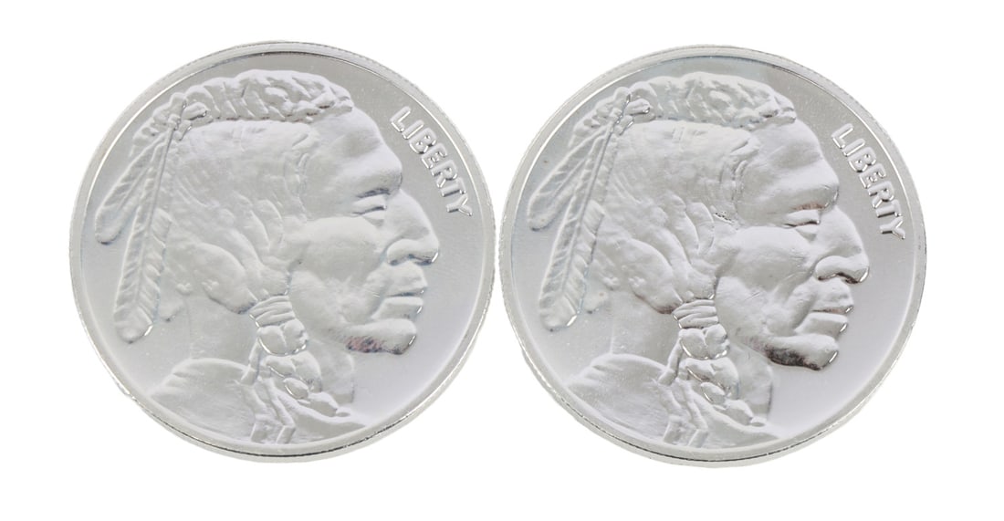 2 ONE TROY OUNCE .999 SILVER BUFFALO ROUNDS (1 of 2)