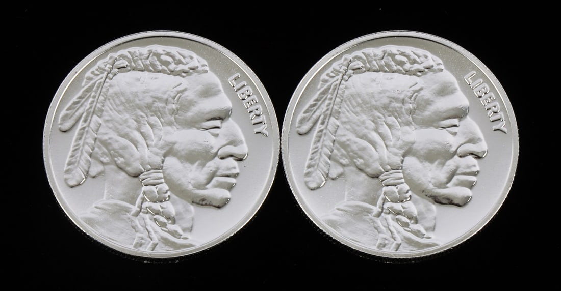 2 ONE TROY OUNCE .999 SILVER BUFFALO ROUNDS: .999 fine silver rounds with Indian head design. This lot reserved at melt. || Payment & shipping: Accounts without purchase history must pay via Zelle, money order, cashier's check or wire transfer.