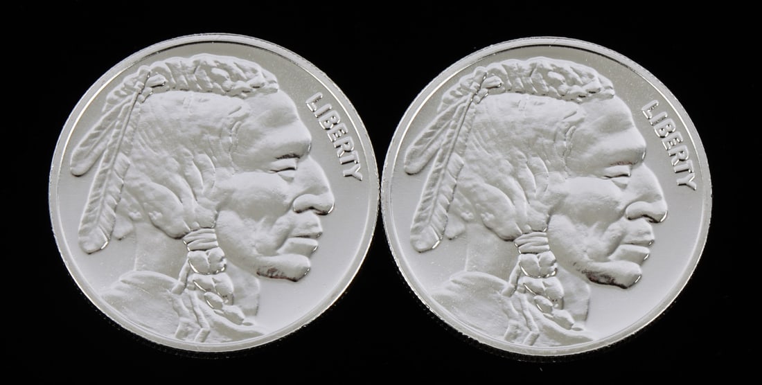 2 ONE TROY OUNCE .999 SILVER BUFFALO ROUNDS (1 of 2)