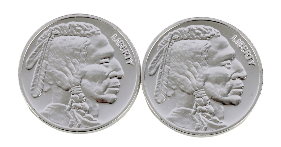 2 ONE TROY OUNCE .999 SILVER BUFFALO ROUNDS (1 of 2)