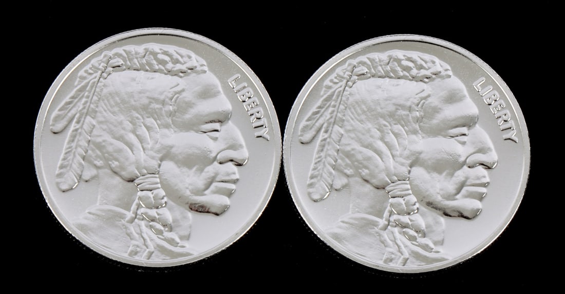 2 ONE TROY OUNCE .999 SILVER BUFFALO ROUNDS (1 of 2)
