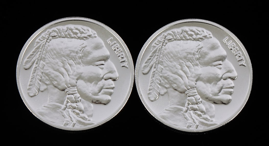 2 ONE TROY OUNCE .999 SILVER BUFFALO ROUNDS: .999 fine silver rounds with Indian head design. This lot reserved at melt. || Payment & shipping: Accounts without purchase history must pay via Zelle, money order, cashier's check or wire transfer.