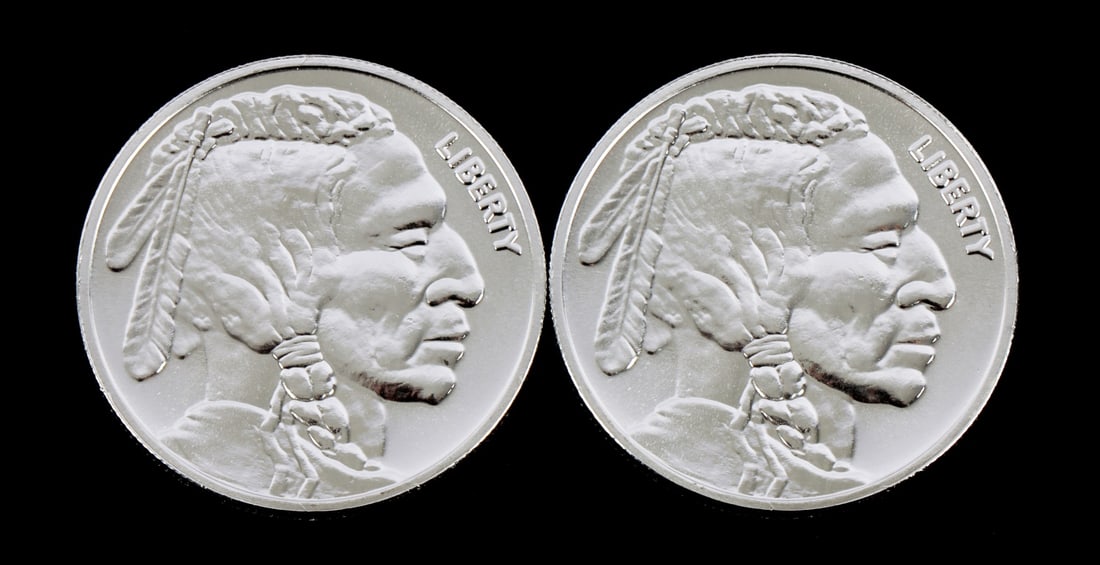 2 ONE TROY OUNCE .999 SILVER BUFFALO ROUNDS (1 of 2)