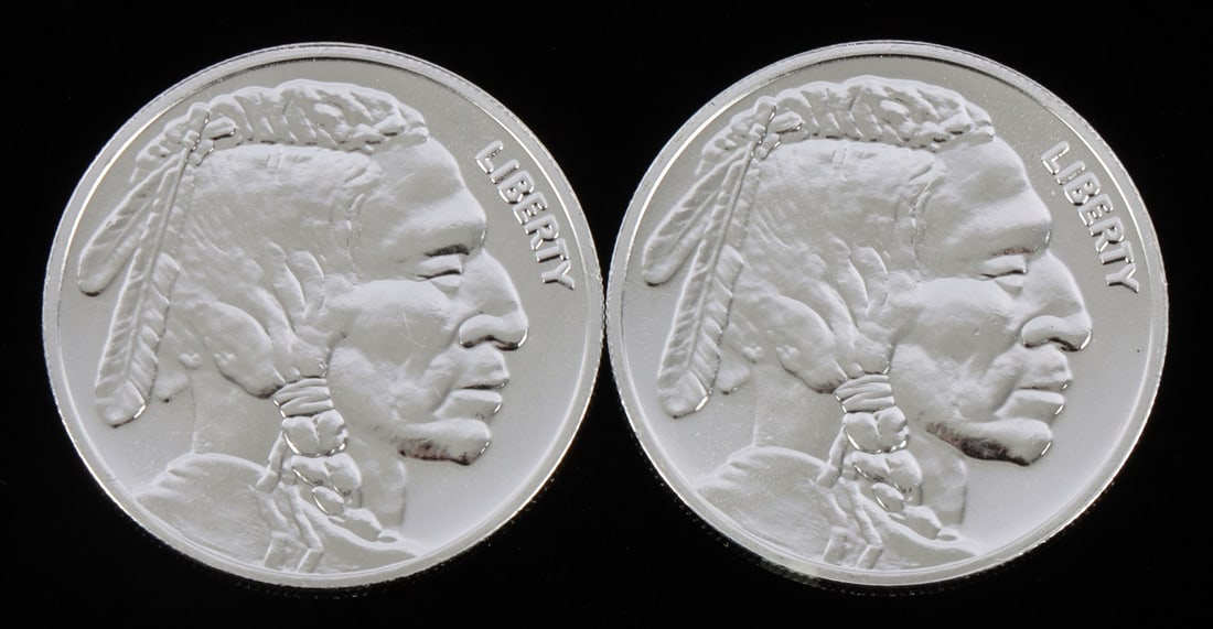 2 ONE TROY OUNCE .999 SILVER BUFFALO ROUNDS (1 of 2)