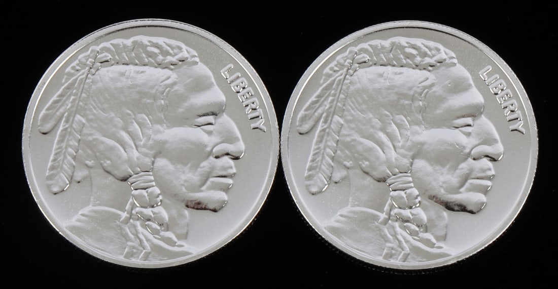 2 ONE TROY OUNCE .999 SILVER BUFFALO ROUNDS (1 of 2)