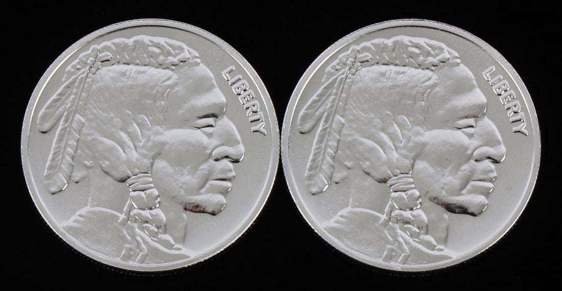 2 ONE TROY OUNCE .999 SILVER BUFFALO ROUNDS (1 of 2)