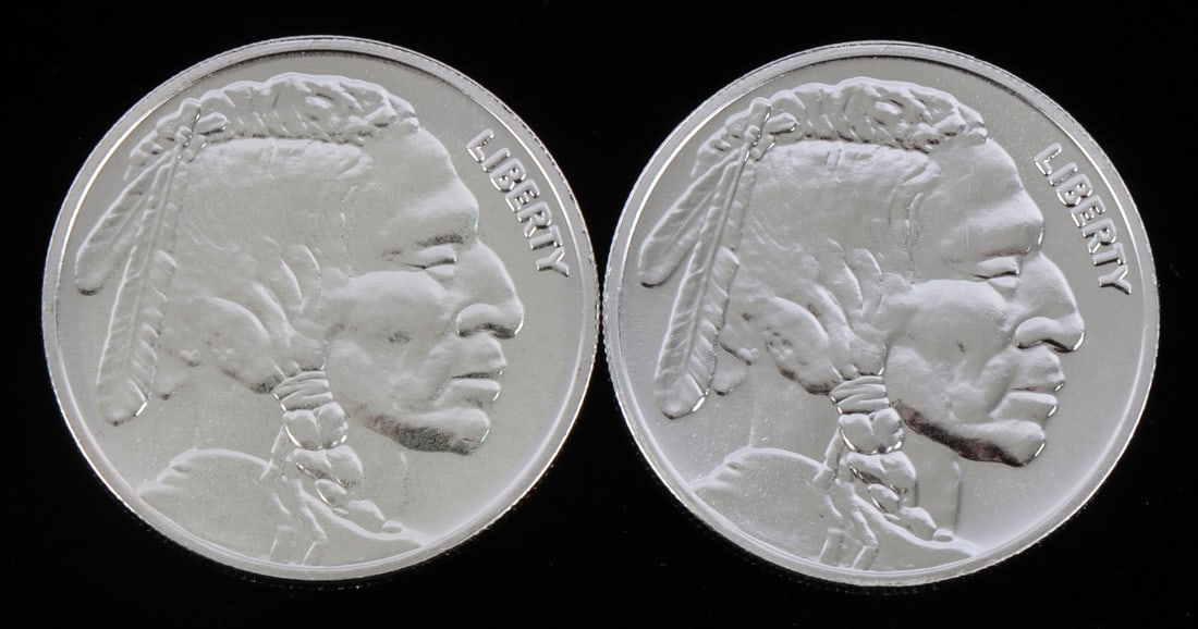 2 ONE TROY OUNCE .999 SILVER BUFFALO ROUNDS (1 of 2)