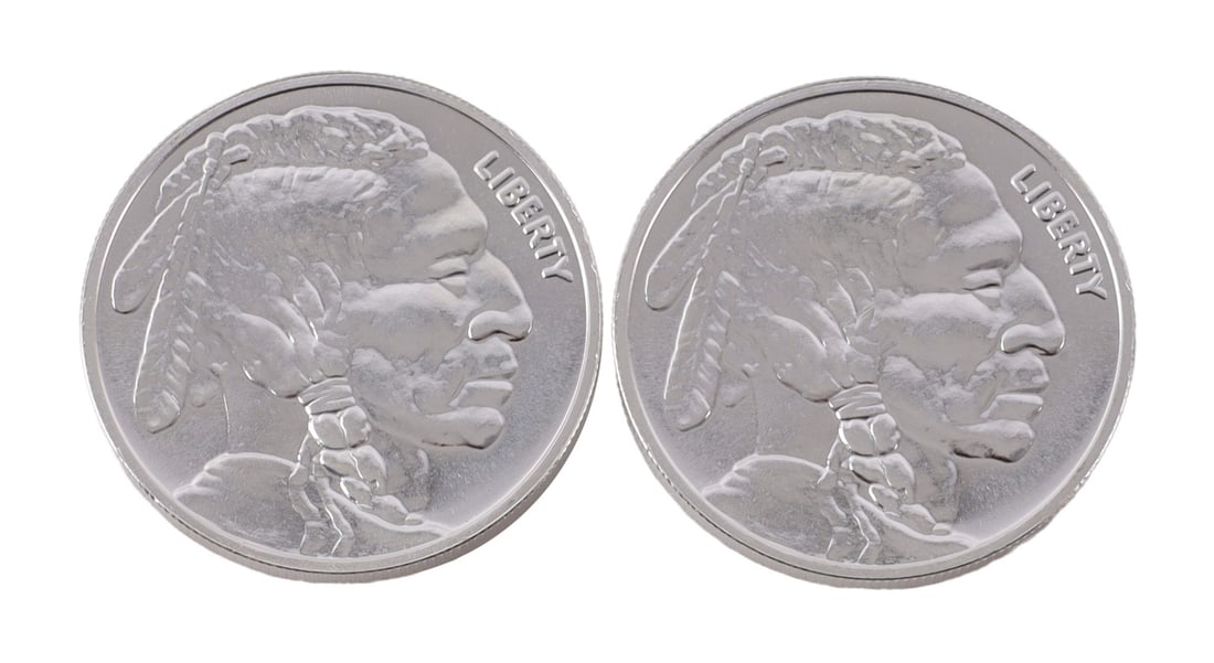 2 ONE TROY OUNCE .999 SILVER BUFFALO ROUNDS (1 of 2)