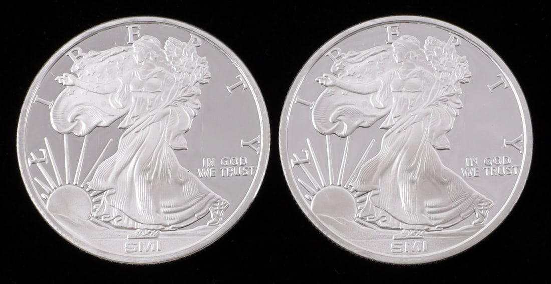 2 ONE TROY OUNCE .999 SILVER EAGLE ROUNDS: American Eagle design. This lot reserved at melt. || Payment & shipping: Accounts without purchase history must pay via Zelle, money order, cashier's check or wire transfer. Items will ship within 10