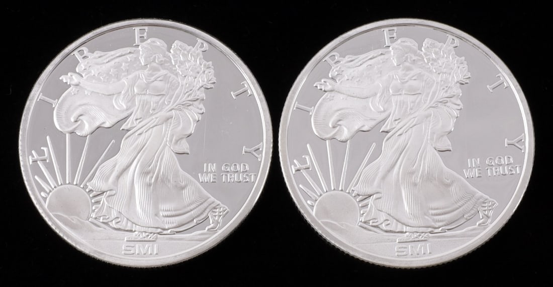 2 ONE TROY OUNCE .999 SILVER EAGLE ROUNDS: American Eagle design. This lot reserved at melt. || Payment & shipping: Accounts without purchase history must pay via Zelle, money order, cashier's check or wire transfer. Items will ship within 10