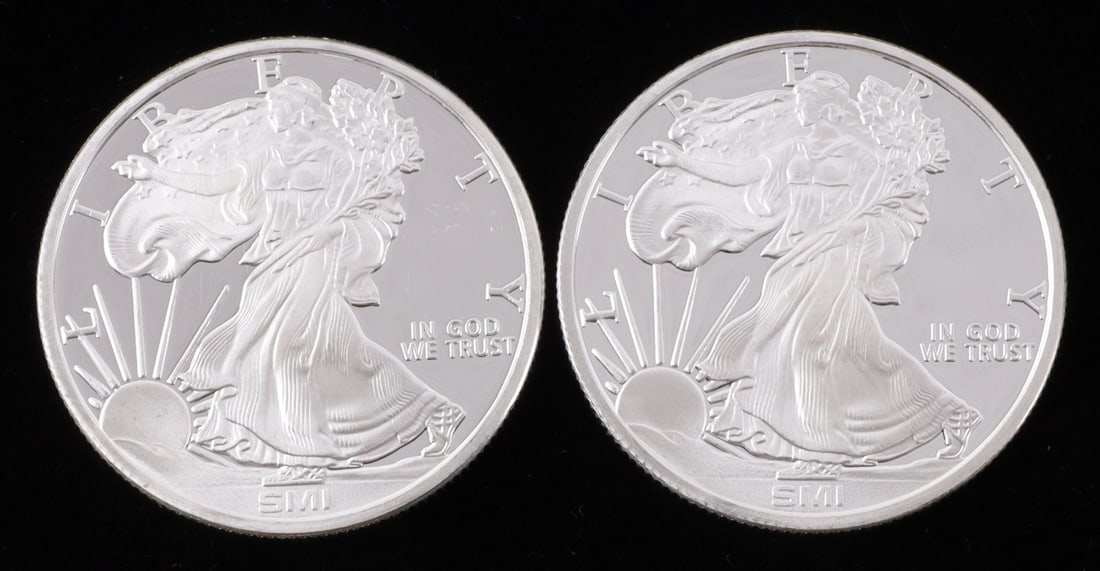 2 ONE TROY OUNCE .999 SILVER EAGLE ROUNDS (1 of 2)