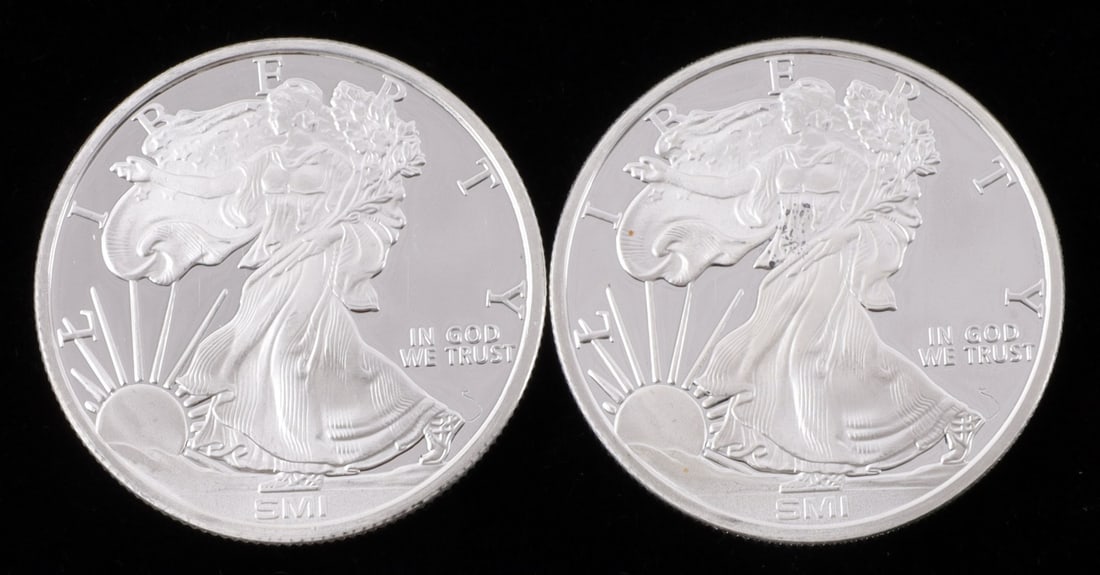 2 ONE TROY OUNCE .999 SILVER EAGLE ROUNDS: American Eagle design. This lot reserved at melt. || Payment & shipping: Accounts without purchase history must pay via Zelle, money order, cashier's check or wire transfer. Items will ship within 10