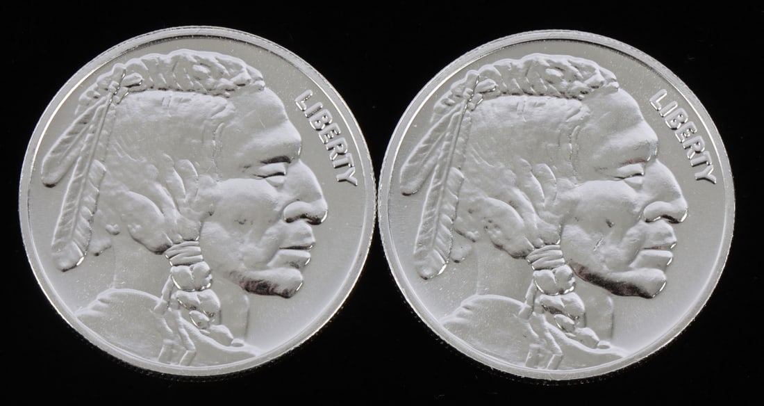 2 ONE TROY OUNCE .999 SILVER INDIAN HEAD ROUNDS (1 of 2)