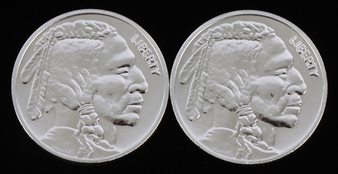 2 ONE TROY OUNCE .999 SILVER INDIAN HEAD ROUNDS (1 of 2)