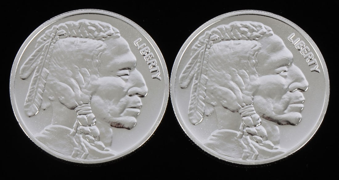 2 ONE TROY OUNCE .999 SILVER INDIAN HEAD ROUNDS (1 of 2)