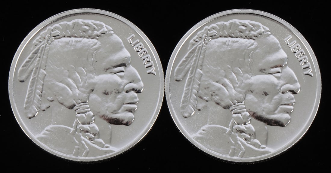 2 ONE TROY OUNCE .999 SILVER INDIAN HEAD ROUNDS (1 of 2)
