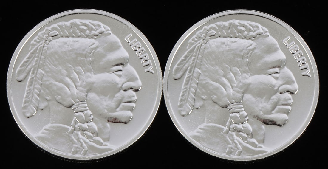2 ONE TROY OUNCE .999 SILVER INDIAN HEAD ROUNDS (1 of 2)