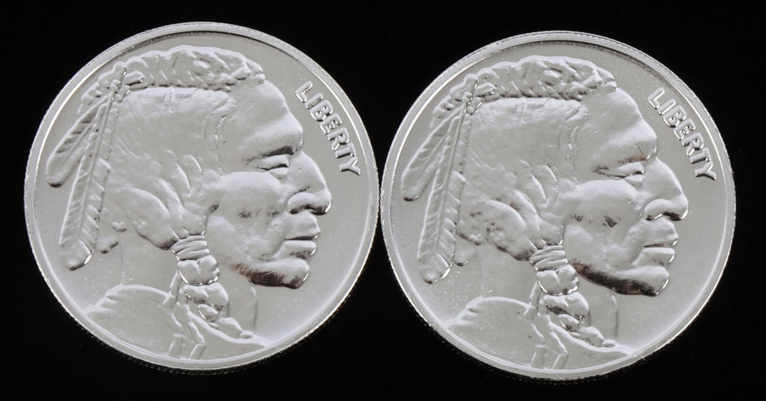 2 ONE TROY OUNCE .999 SILVER INDIAN HEAD ROUNDS (1 of 2)
