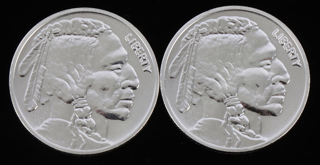 2 ONE TROY OUNCE .999 SILVER INDIAN HEAD ROUNDS (1 of 2)