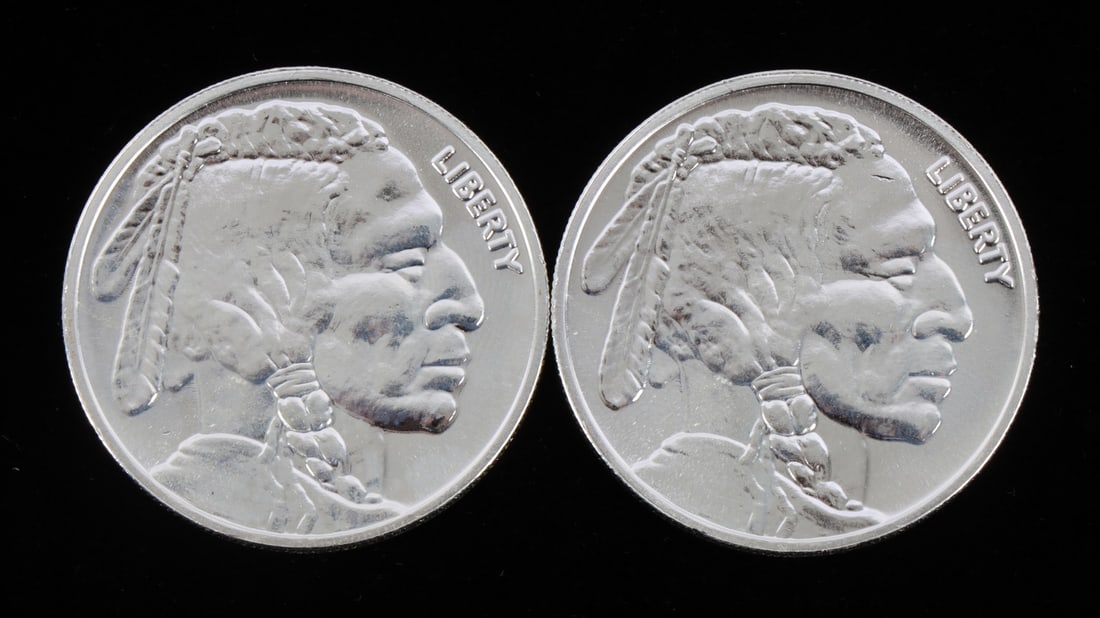 2 ONE TROY OUNCE .999 SILVER INDIAN HEAD ROUNDS (1 of 2)