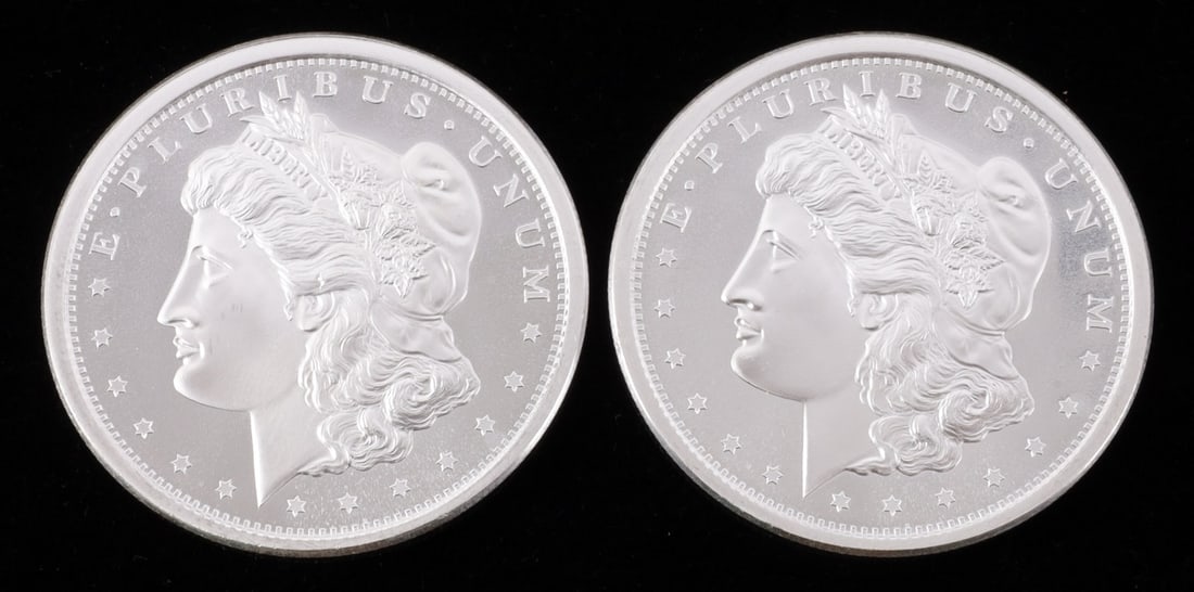 2 ONE TROY OUNCE .999 SILVER MORGAN ROUNDS (1 of 2)