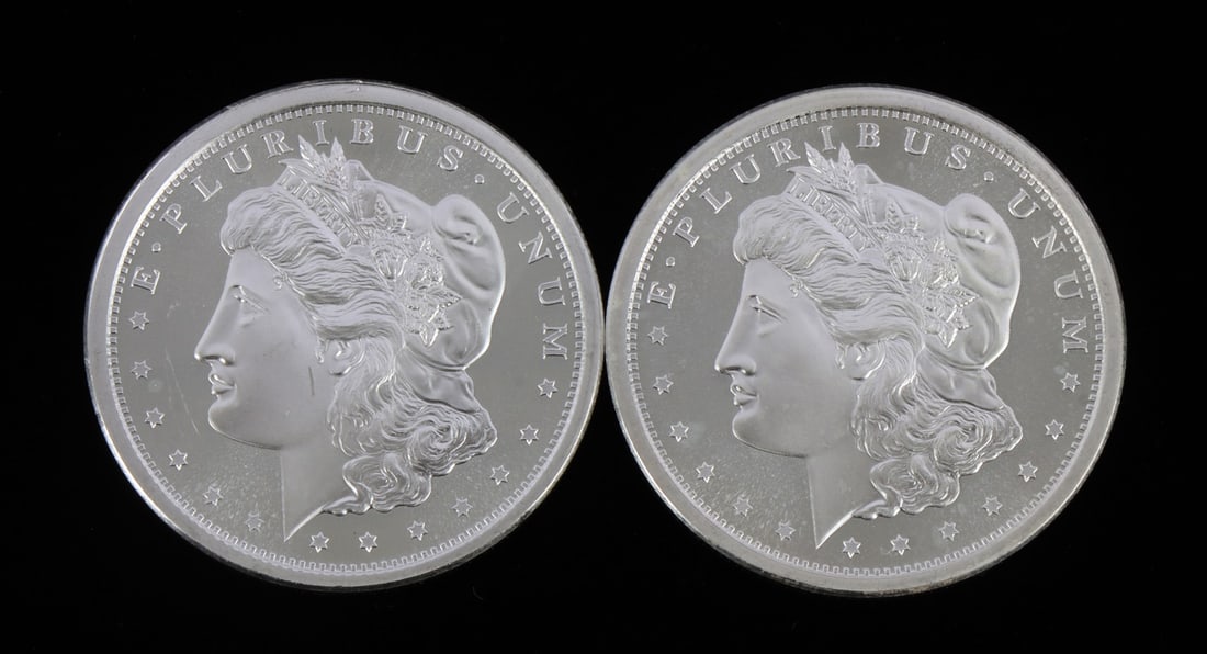 2 ONE TROY OUNCE .999 SILVER MORGAN ROUNDS (1 of 2)