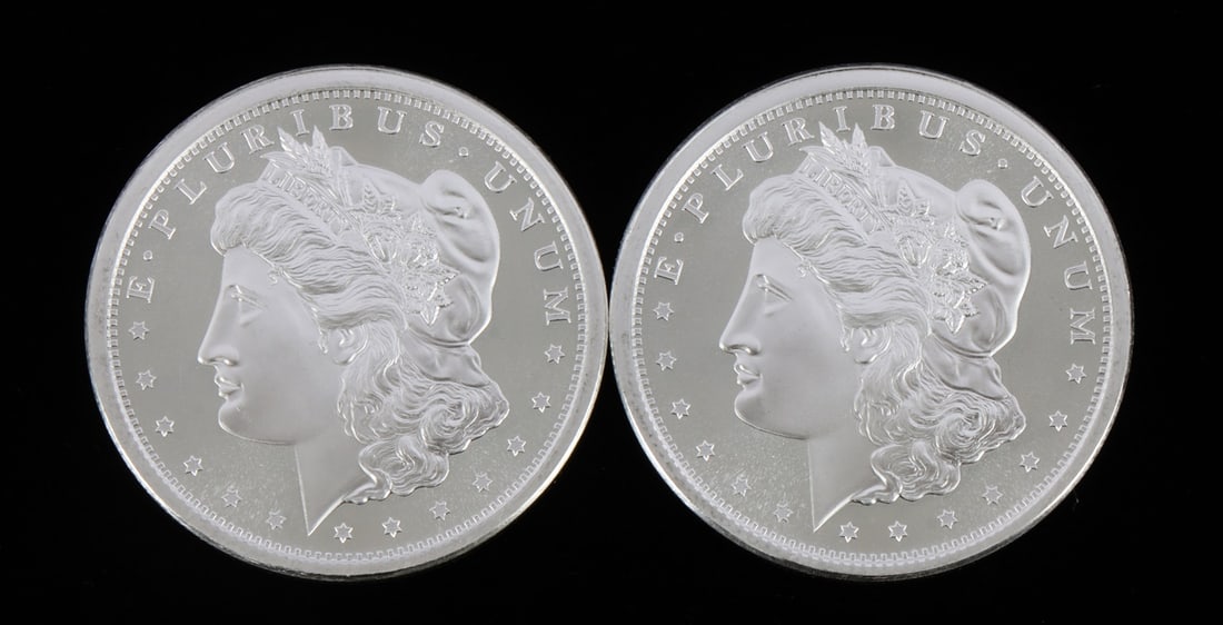 2 ONE TROY OUNCE .999 SILVER MORGAN ROUNDS (1 of 2)