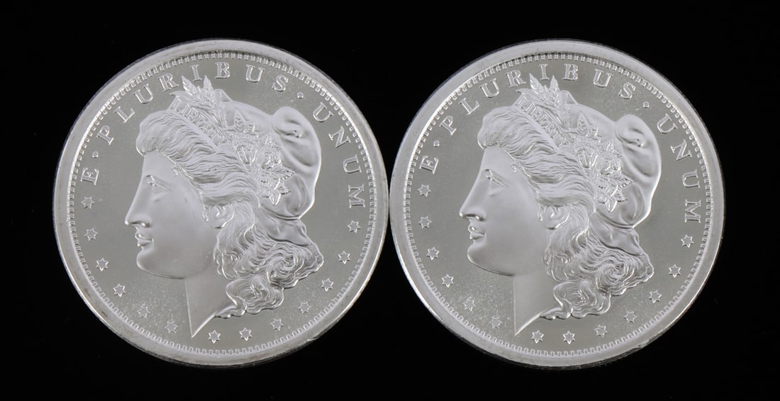 2 ONE TROY OUNCE .999 SILVER MORGAN ROUNDS (1 of 2)