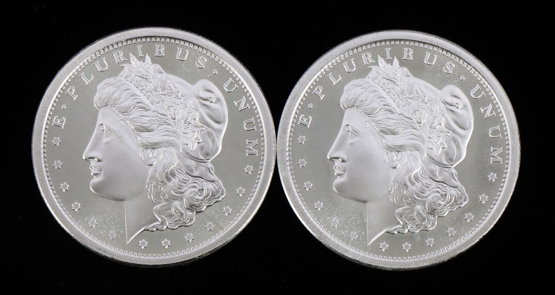 2 ONE TROY OUNCE .999 SILVER MORGAN ROUNDS (1 of 2)