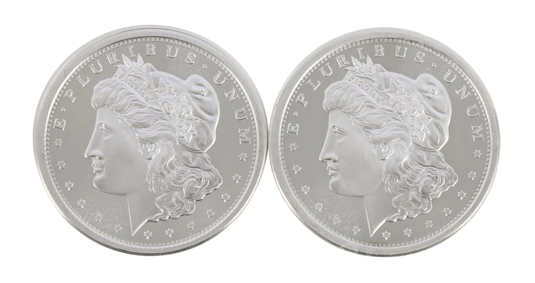 2 ONE TROY OUNCE .999 SILVER MORGAN ROUNDS (1 of 2)