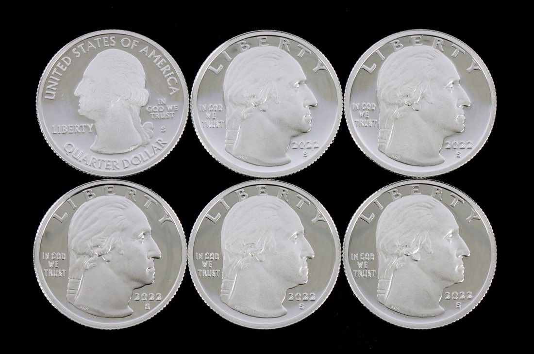 6 .999 SILVER PROOF WASHINGTON QUARTERS 2021 2022 (1 of 2)