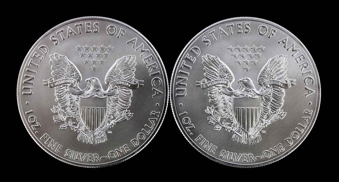 2 ONE TROY OUNCE .999 SILVER EAGLE 2014 - 2