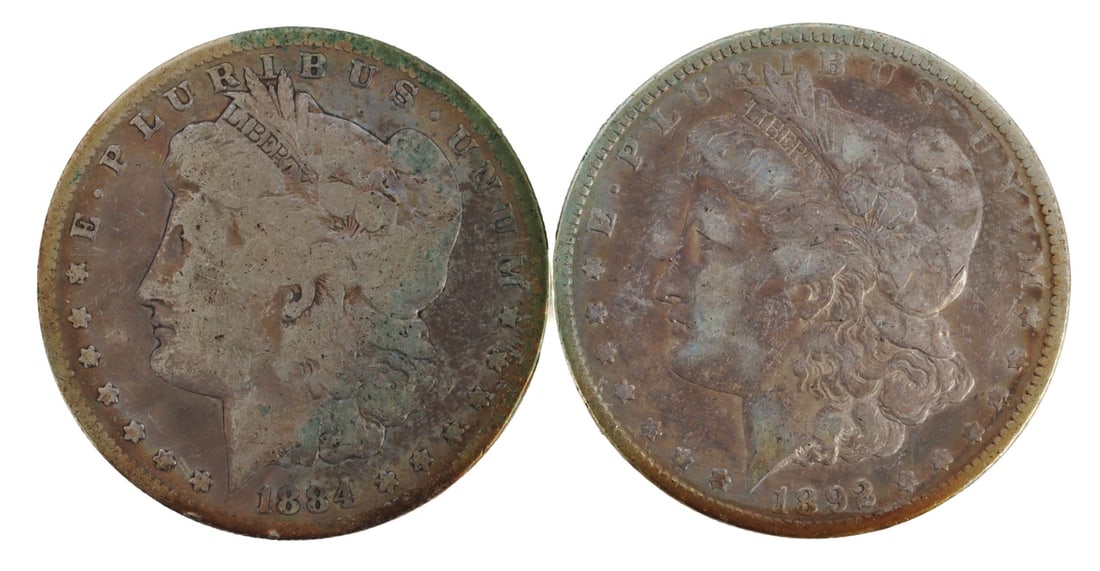 LOT OF 2 MORGAN SILVER DOLLAR COINS 1884 1892 (1 of 3)